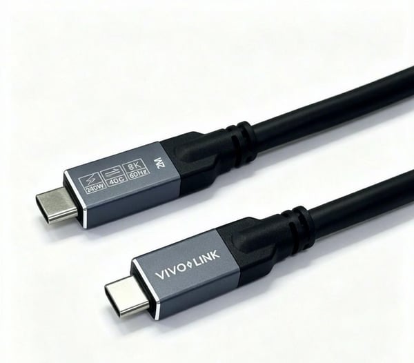 Vivolink USB-C to USB-C Cable 2m - USB4, 40Gbps, 100W PD, 8K, Enterprise-tested USB-kablar USB4 Gen 2x2 USB C 40 Gbit/s 240 W Svart