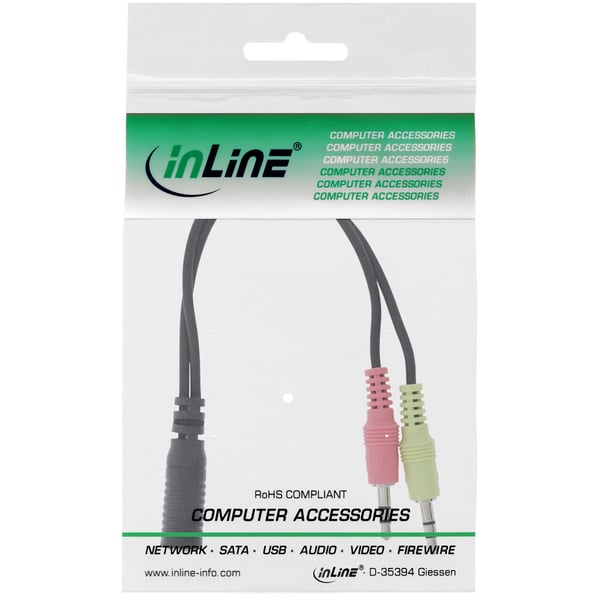 InLine 99312A audiokaapeli 0,15 m 3.5mm 2 x 3.5mm Musta