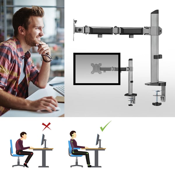ACT AC8335 skærmbeslag og -stativer 81,3 cm (32") Skrivebord Sølv
