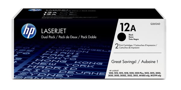 HP Originale 12A LaserJet-tonerpatroner, sort, 2-pak