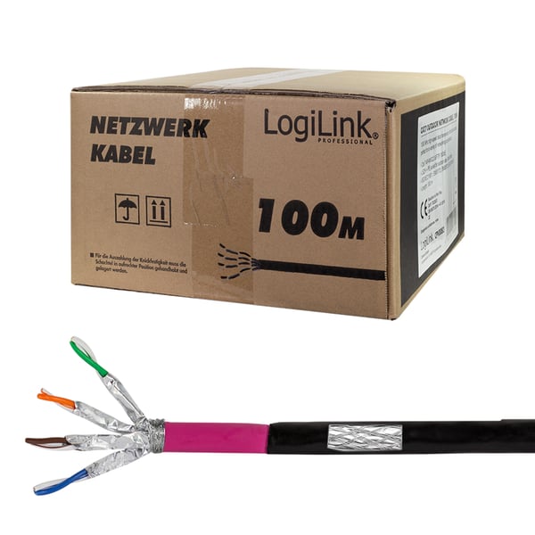 LogiLink CPV0082 verkkokaapeli Musta, Vaaleanpunainen 100 m Cat7