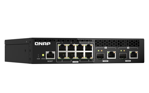 QNAP QSW-M2108R-2C verkkokytkin Hallittu L2 2.5G Ethernet (100/1000/2500) Power over Ethernet -tuki Musta