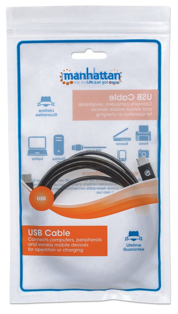 Manhattan 354875 USB-kabel USB 2.0 2 m USB C 0,48 Gbit/sek. Sort