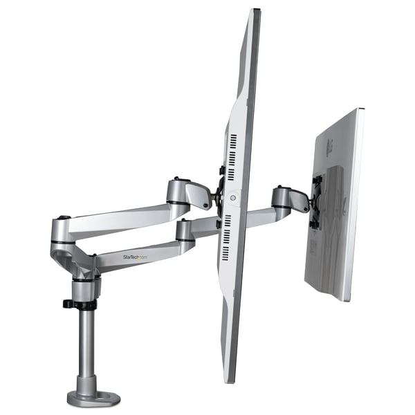 StarTech.com ARMDUALPS skærmbeslag og -stativer 68,6 cm (27") Skrivebord Sølv