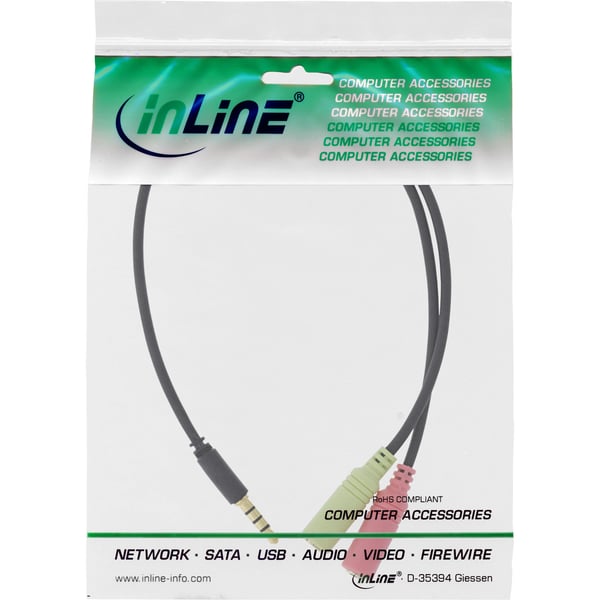 InLine 99302K lydkabel 2 m 3.5mm 2 x 3.5mm Sort