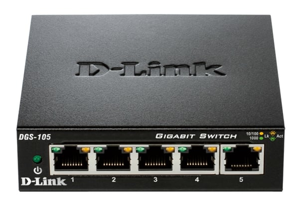 D-Link DGS-105 netværksswitch Ikke administreret L2 Gigabit Ethernet (10/100/1000) Desktop Sort