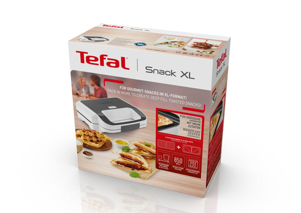 Tefal Snack XL SW7011 smörgåsgrill 850 W Vit, Rostfritt stål