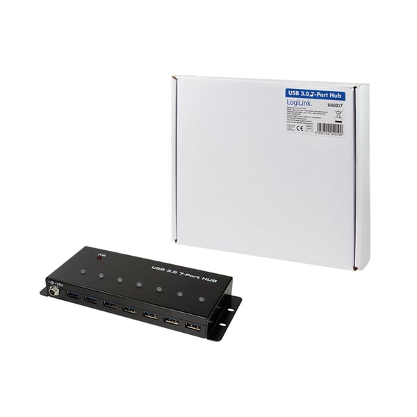 LogiLink UA0317 gränssnittshubbar USB 3.2 Gen 1 (3.1 Gen 1) Type-B 5000 Mbit/s Svart