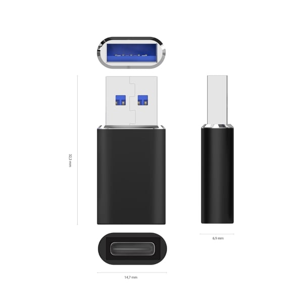 AISENS A108-0678 kaapelin sukupuolenvaihtaja USB Type-C USB Type-A Musta