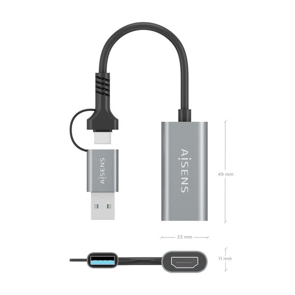 AISENS A109-0913 USB grafisk adapter 1920 x 1080 pixel Grå