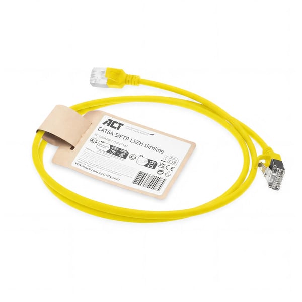 ACT DB7801 nätverkskablar Gul 1 m Cat6a S/FTP (S-STP) Rund