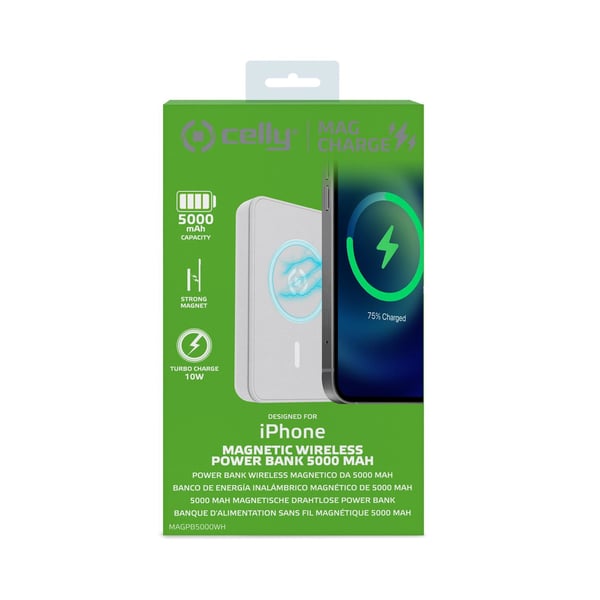 Celly MAGPB5000 5000 mAh Trådløs opladning Hvid