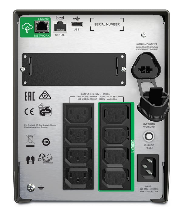 APC SMT1500IC UPS-enhed Interaktivt indgangsstik 1,5 kVA 1000 W 8 AC stikkontakt(er)