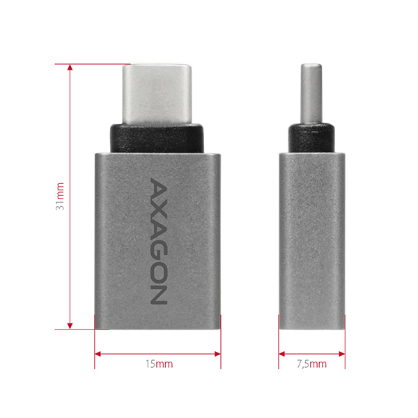Axagon RUCM-AFA kabelomvandlare (hane/hona) USB type C USB type A Metallisk