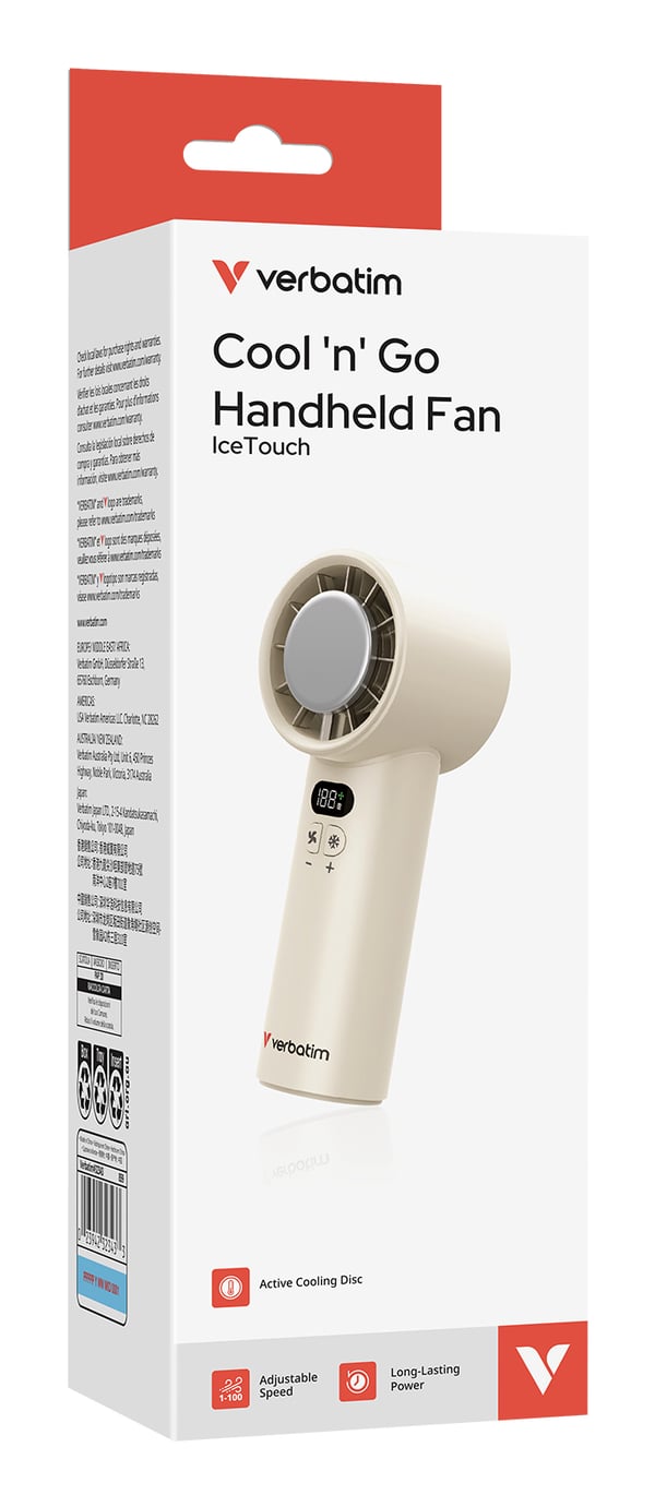 Verbatim Cool 'n' Go Ice Touch Sølv, Hvid Håndholdt ventilator