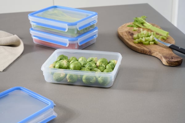 Tefal Masterseal Fresh N1033110 enhed til madopbevaring Rektangulær Sæt 1,2 L Blå, Gennemsigtig 3 stk