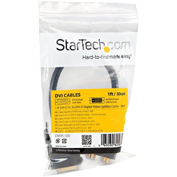 StarTech.com 30 cm DVI-D till 2x DVI-D digital video splitter kabel – M/F