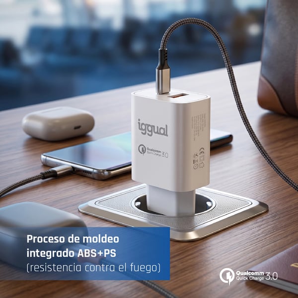 iggual IGG317419 mobilladdare Universal Vit USB Snabb laddning inomhus