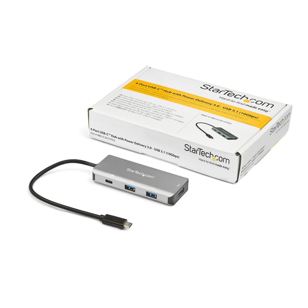 StarTech.com HB31C3A1CPD3 4-Port USB-C-hubb (med strömförsörjning, 10 Gbit/s, 3 x USB-A och 1x 25 cm