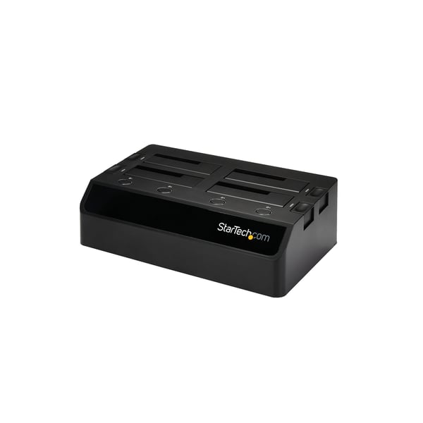 StarTech.com USB 3.0 till SATA 6 Gbps dockningsstation med 4 fack, UASP & dubbla fläktar för SATA-hårddiskar - 2,5/3,5 tums SSD/HDD dockningsstation