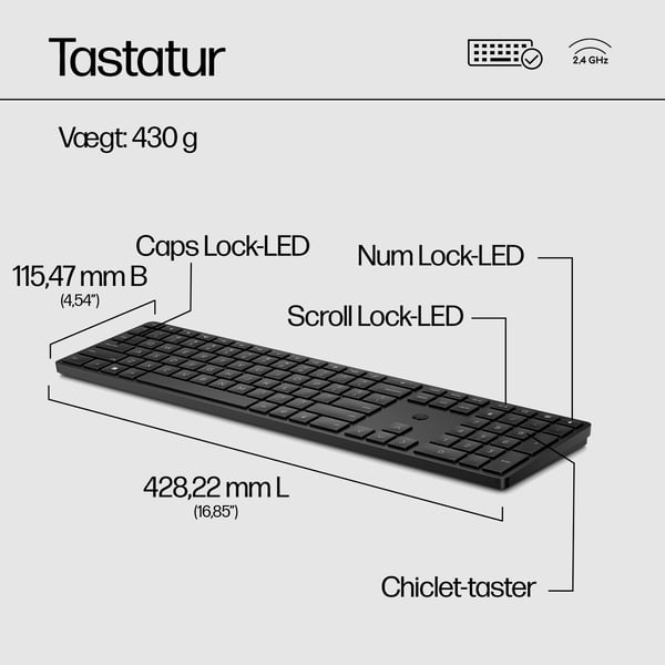 HP Kombination af 650 trådløst tastatur og trådløs mus