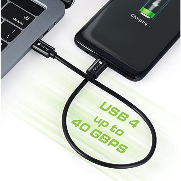 Techly ICOC MUSB40-CMCM08 USB-kabel USB4 Gen 3x2 0,8 m USB C 40 Gbit/sek. 100 W Sort