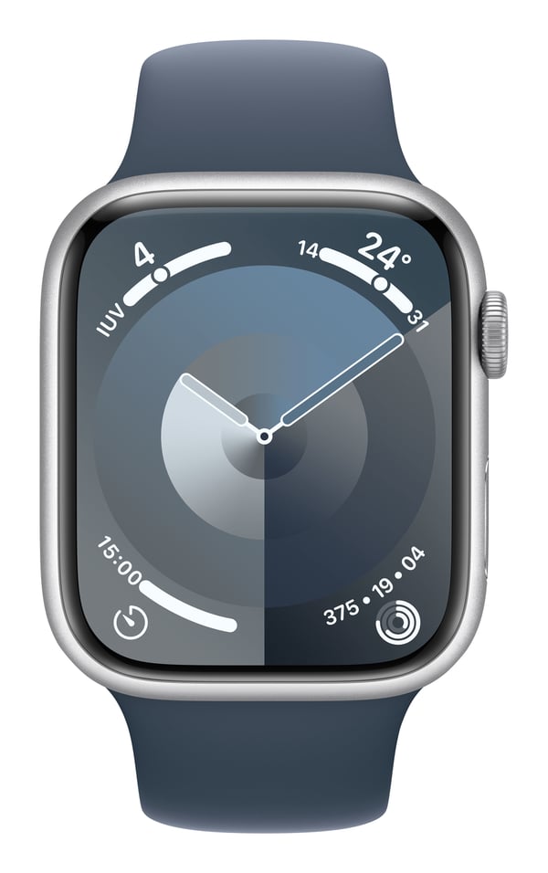 Apple Watch Series 9 45 mm Digital 396 x 484 pixlar Pekskärm 4G Silver Wi-Fi GPS