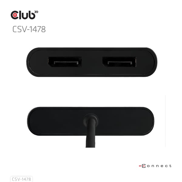 CLUB3D CSV-1478 videohaaroitin USB Type-C 2x DisplayPort