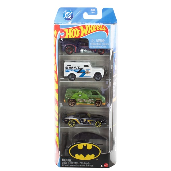 Hot Wheels Hot Wheels-biler, 5-pakke med metalstøbte legetøjsbiler eller -lastbiler i størrelsesforholdet 1:64 (design kan variere)