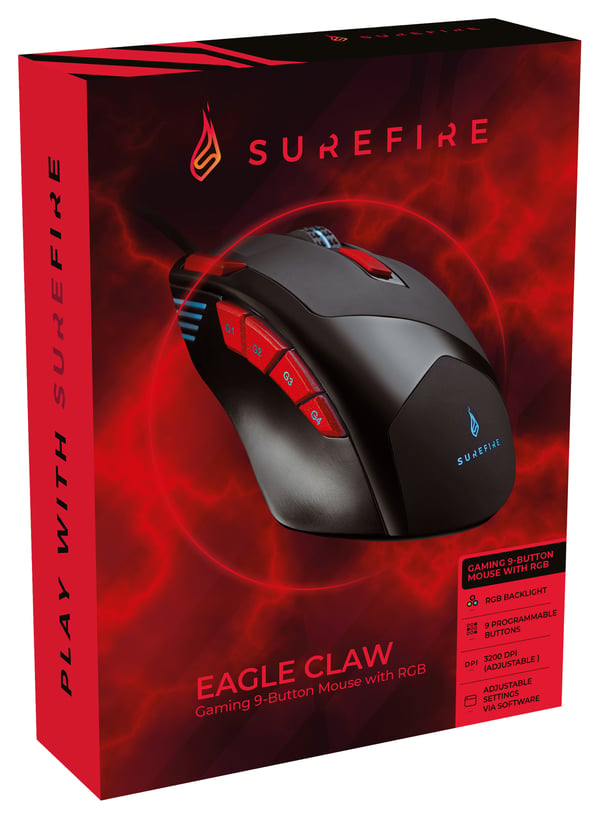 SureFire 48817 datormöss Spela Högerhand USB Type-A Optisk 3200 DPI