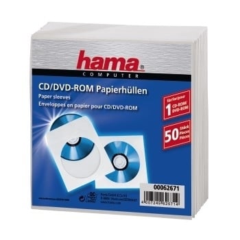 Hama CD-ROM Paper Sleeves 50, White 50 levyt Valkoinen