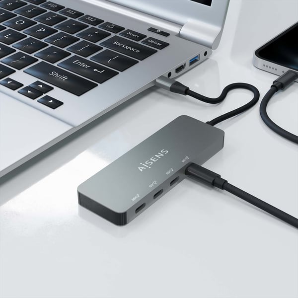 AISENS A109-0695 gränssnittshubbar USB 3.2 Gen 2 (3.1 Gen 2) Type-C 10000 Mbit/s Grå