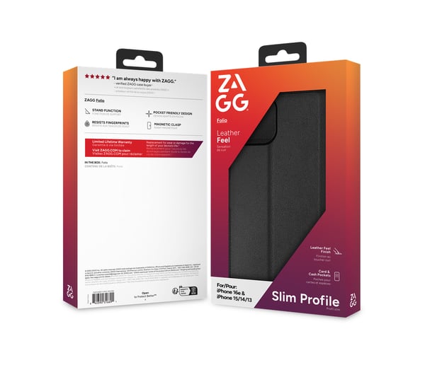 ZAGG Folio matkapuhelimen suojakotelo 15,5 cm (6.1") Folio-kotelo Musta