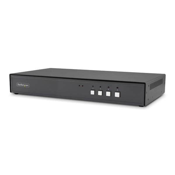 StarTech.com Säker 4-portars KVM-switch, HDMI eller DisplayPort, 4K 60 Hz, NIAP-godkänd stationär KVM, metallhölje, CAC-port, TAA-kompatibel