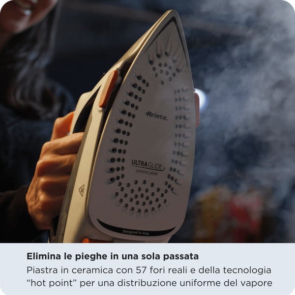Ariete 6190/00 Kuiva- & höyrysilitysrauta Ceramic Ultra Glide -pohjalevy 2400 W Harmaa, Musta