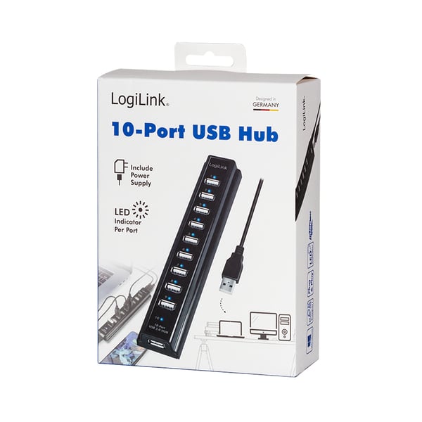 LogiLink UA0096 gränssnittshubbar USB 2.0 480 Mbit/s Svart