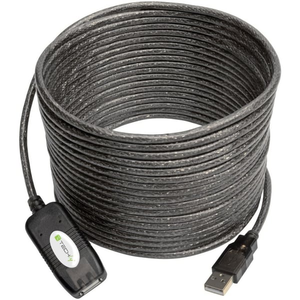 Techly IUSB-REP10TY USB-kabel USB 2.0 10 m USB A 0,48 Gbit/sek. Sort
