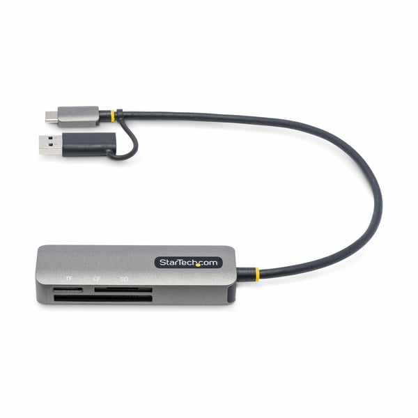 StarTech.com USB 3.0 Multi-Media-minneskortläsare, SD/microSD/CompactFlash-kortläsare, bärbar USB 5 Gbps-kortadapter, extern USB-C-kortläsare med ansluten USB-A-adapter - fungerar med alla operativsystem