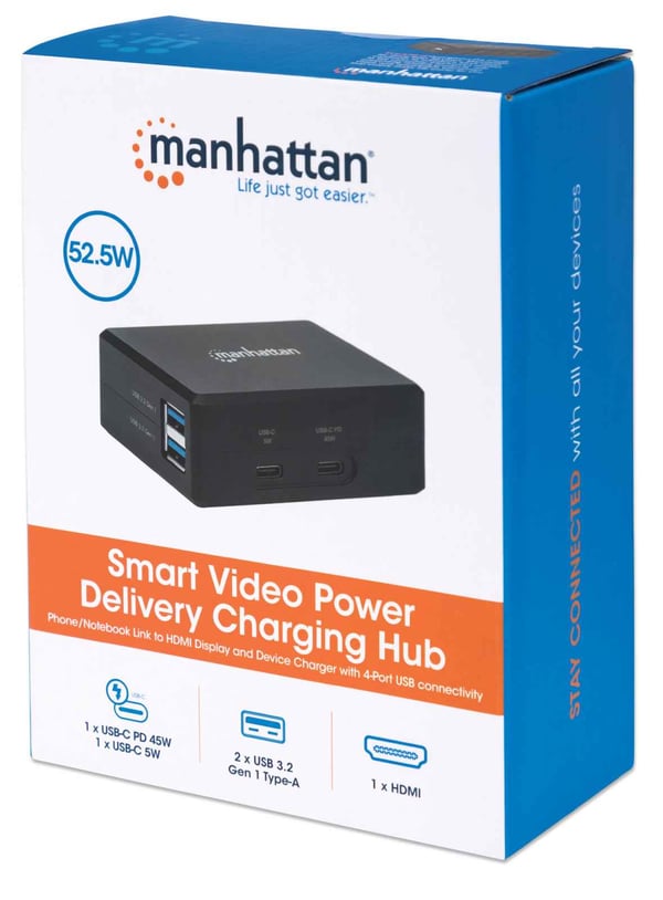 Manhattan 130554 kannettavien tietokoneiden telakka ja porttitoistin USB 3.2 Gen 1 (3.1 Gen 1) Type-C Musta