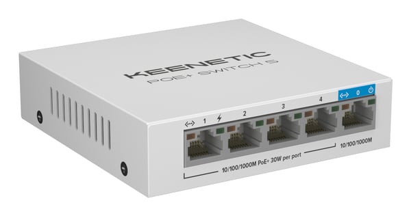 Keenetic PoE+ Switch 5 (KN-4610) Ohanterad Gigabit Ethernet (10/100/1000) Strömförsörjning via Ethernet (PoE) stöd Skrivbord Vit