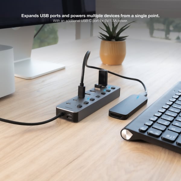 Nanocable 10.16.4510 gränssnittshubbar USB 3.2 Gen 1 (3.1 Gen 1) Type-A + Type-C 5000 Mbit/s Silver