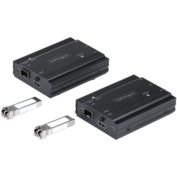 StarTech.com 4K HDMI KVM-förlängare över fiber - HDMI-video och USB-fjärrkontroll för KVM-omkopplare/-konsol - upp till 300 m (MultiMode) - 2x 10G MMF SFP+-moduler - KVM-förlängningssats (TX / RX)
