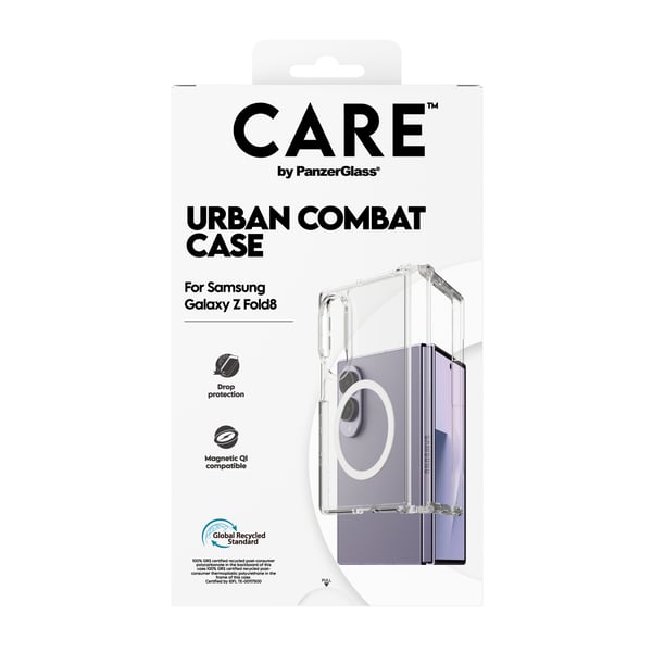 PanzerGlass CARE™ by ® Urban Combat Case Transparent m. Hvid Qi Samsung Fold8