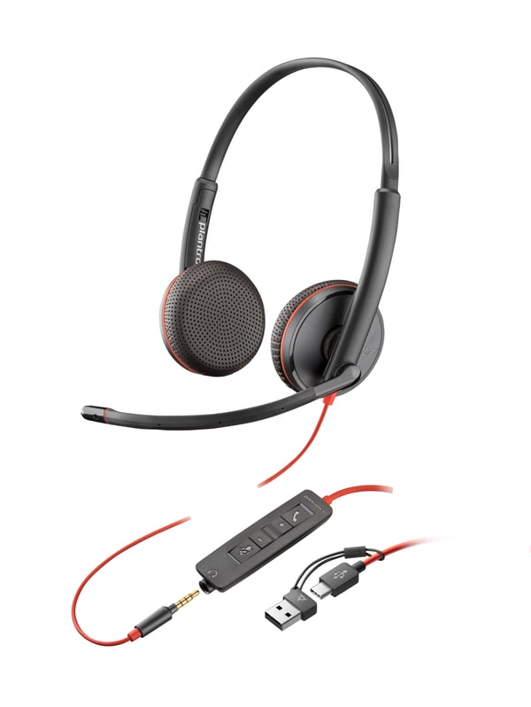 HP Poly Blackwire 3225 USB-C-stereoheadset + 3,5 mm stik +USB-C/A-adapter (bulk)