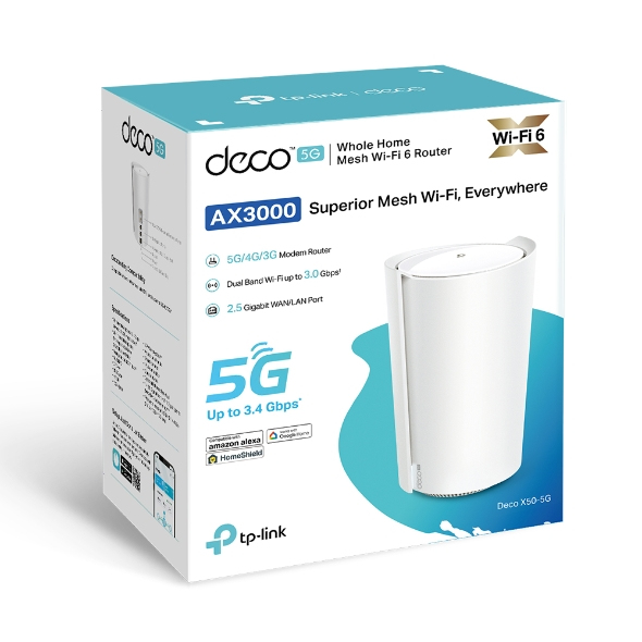 TP-Link Deco X50-5G Dual-band (2,4 GHz / 5 GHz) Wi-Fi 6 (802.11ax) Vit 3 Intern