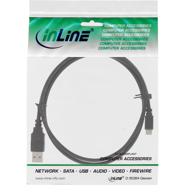 InLine 31710Q USB-kabel USB 2.0 1 m USB A Micro-USB B Sort