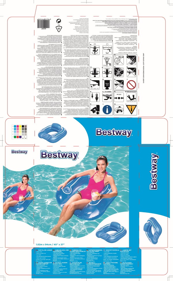 Bestway 43097 pool- och badmadrass Blå, Transparent Mönstrad Vinyl Sittring