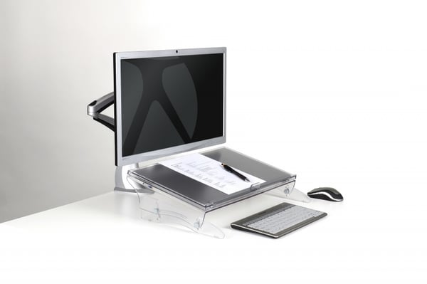 BakkerElkhuizen FlexDesk 640 dokumentholder Plast, Gummi, Stål Lys grå, Transparent