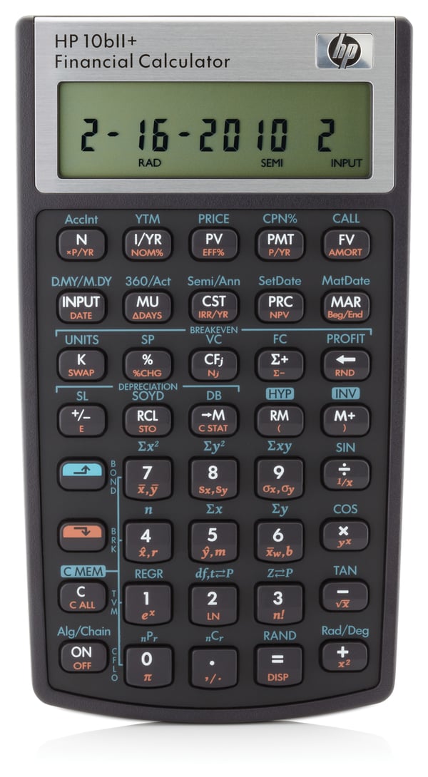 HP 10bII+ Financial Calculator laskin Tasku Talouslaskin Musta