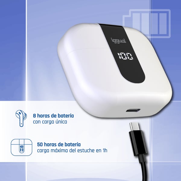 iggual True Sound Kuulokkeet True Wireless Stereo (TWS) In-ear Puhelut/Musiikki Bluetooth Valkoinen